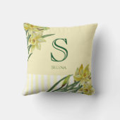 水彩ダッフォジルフラワーフローラアートモノグラム クッション (裏面)