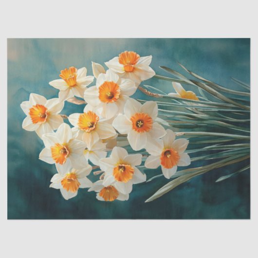 水彩ダフォジルティール(緑がかった色)背景の切り離し 薄葉紙 (正面)