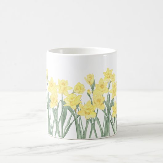 水彩ダフォディルディツィーフローラ コーヒーマグカップ (中央)