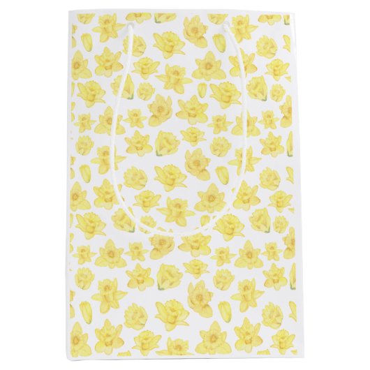 水彩ダフォディルフローラ中抱き枕 ミディアムペーパーバッグ (正面)