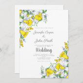 水彩ダフォディルフローラ結婚式招待状 招待状 (正面/裏面)