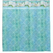 水彩ダマスクビーチヒトデ貝殻アジサイ シャワーカーテン (正面)