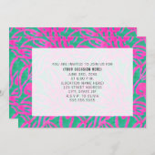 水彩ダマスク ブルー パーティー 汎用 招待状 (正面/裏面)