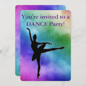水彩ダンスバースデーパーティ招待状 (正面/裏面)