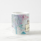 水彩ダンデリオンキャット – お洒落フローラアート コーヒーマグカップ (中央)
