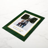 水彩ダークグリーンフレームフォトクリスマス 箔シーズンカード (回転した状態)