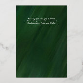 水彩ダークグリーンフレームフォトクリスマス 箔シーズンカード (裏面)