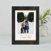 水彩ダークグレーフレームフォトクリスマス 箔シーズンカード (立ち正面)