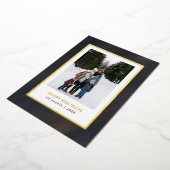 水彩ダークグレーフレームフォトクリスマス 箔シーズンカード (回転した状態)