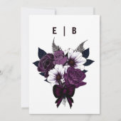 水彩ダークパープルフローラ結婚式招待状 招待状 (裏面)