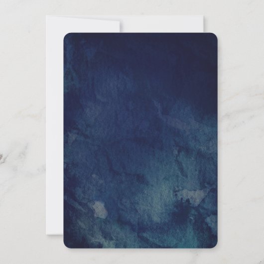 水彩ダークブルーグリーン結婚式招待状 招待状 (裏面)