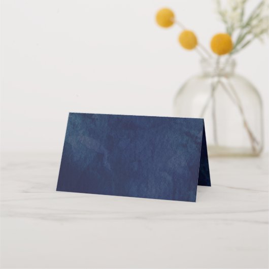 水彩ダークブルー結婚グリーン座席表 プレイスカード (裏面)