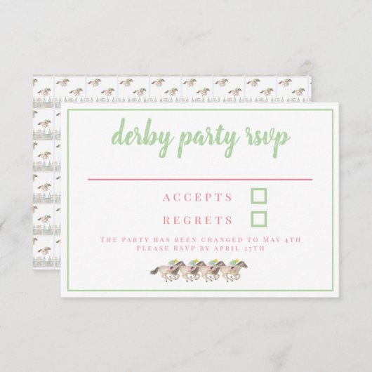 水彩ダービーパーティージョッキーズ競馬 出欠カード (正面/裏面)