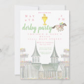 水彩ダービーパーティージョッキー建物金ゴールドトロフィー 招待状 (正面)