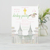 水彩ダービーパーティージョッキー建物金ゴールドトロフィー 招待状 (スタンド正面)