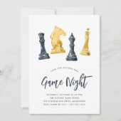 水彩チェス ピース ゲーム ナイト パーティー 招待状 (正面)