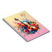 水彩チェロと花のパーソナライズ ノートブック (右側)