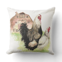 水彩チキンズヘン&ルースターファームバード