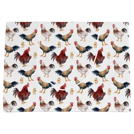 水彩チキンパターン抱き枕 ラージペーパーバッグ (正面)