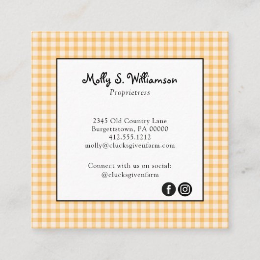 水彩チキンファーム生卵 スクエア名刺 (裏面)