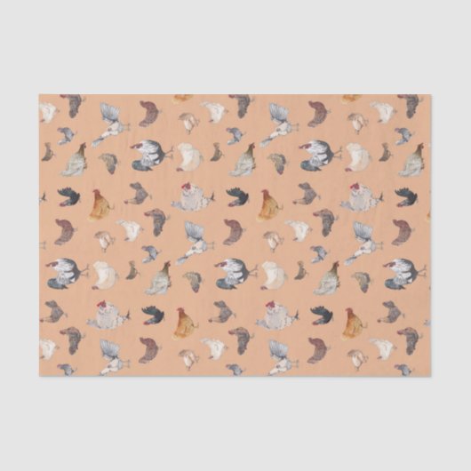 水彩チキンプリントバラ金ゴールド 薄葉紙 (正面)