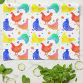 水彩チキンレインボカラー キッチンタオル (折り畳み)