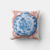 水彩チノイスリージンジャージャー瓶と珊瑚 クッション (正面)