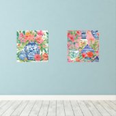 水彩チノイスリージンジャー瓶&ピンクの花 (ウッドフロア)