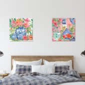 水彩チノイスリージンジャー瓶&ピンクの花 (寝室)