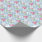 水彩チノイスリーブルーとピンクジンジャージャー ラッピングペーパー (角)