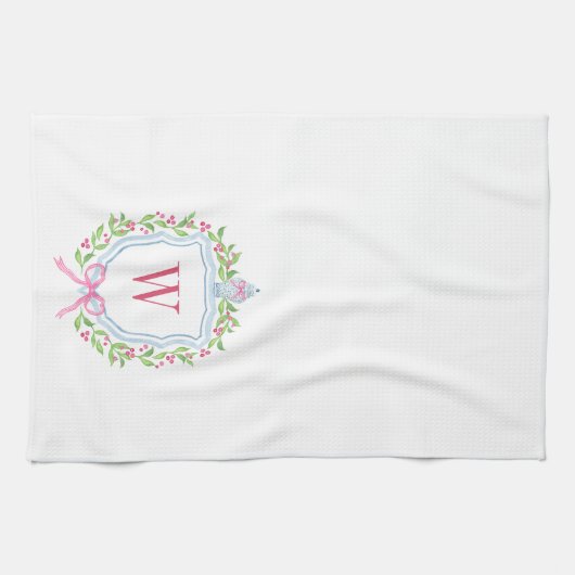 水彩チノワセリージンジャージャーブモノグラムクレスト キッチンタオル (横)