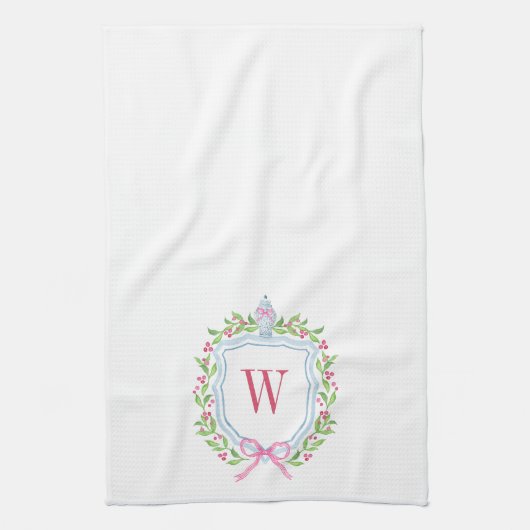 水彩チノワセリージンジャージャーブモノグラムクレスト キッチンタオル (縦)