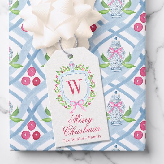 水彩チノワセリージンジャージャーブモノグラムクレスト ギフトタグ