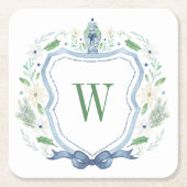 水彩チノワセリージンジャージャーブモノグラムクレスト スクエアペーパーコースター (正面)