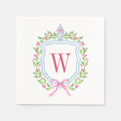 水彩チノワセリージンジャージャーブモノグラムクレスト スタンダードカクテルナプキン (正面)