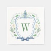 水彩チノワセリージンジャージャーブモノグラムクレスト スタンダードカクテルナプキン (正面)