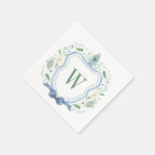 水彩チノワセリージンジャージャーブモノグラムクレスト スタンダードカクテルナプキン (角)