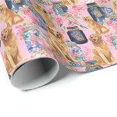 水彩チノワセリードッグ&ジンジャージャー ラッピングペーパー (ロールコーナー)