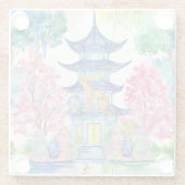 水彩チノワセリーパゴダチーズ生姜ジャー ガラスコースター (裏面)