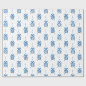 水彩チノワセリーブルークリスマスオーナメント ラッピングペーパー (フラット)