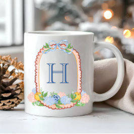 水彩チノワセリーマンダリンモノグラムクレスト コーヒーマグカップ