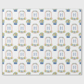 水彩チノワセリーマンダリンモノグラムクレスト ラッピングペーパー (フラット)