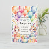 水彩チビ(小さくかわいく書いた感じ)誕生日 招待状 (スタンド正面)