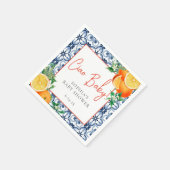 水彩チャオベビー!オレンジ色のベビーシャワー スタンダードカクテルナプキン (角)