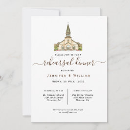 水彩チャペル結婚のリハーサルディナー 招待状