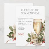 水彩チャンピエーンニューイヤーパーティー 招待状 (正面/裏面)