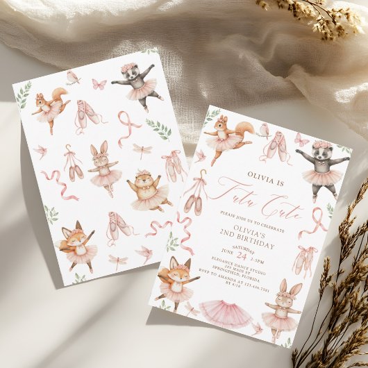 水彩チュウキュートピンクセカンド誕生日 招待状