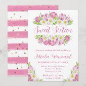 水彩チューリップとダッフォジルのフレーム甘い16 招待状 (正面/裏面)