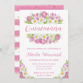 水彩チューリップとダッフォジルスフレームキンセアニェラ 招待状 (正面/裏面)