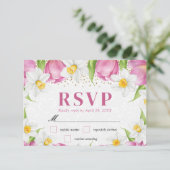 水彩チューリップとダッフォジル結婚ズ 出欠カード (スタンド正面)